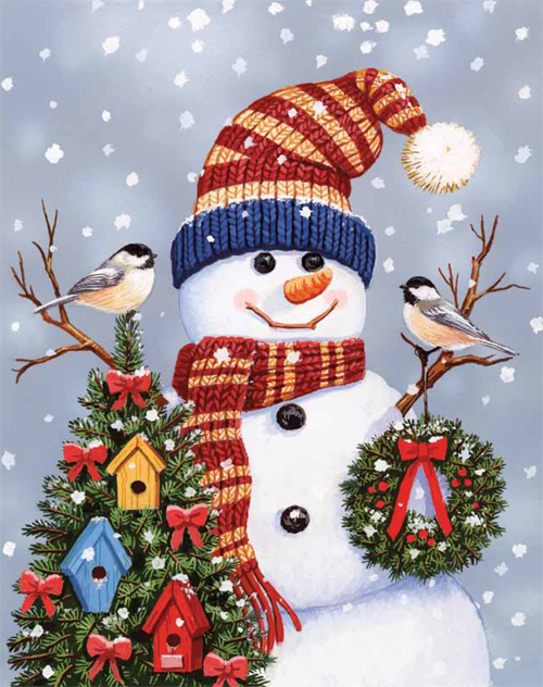 christmas tree and snowman 500