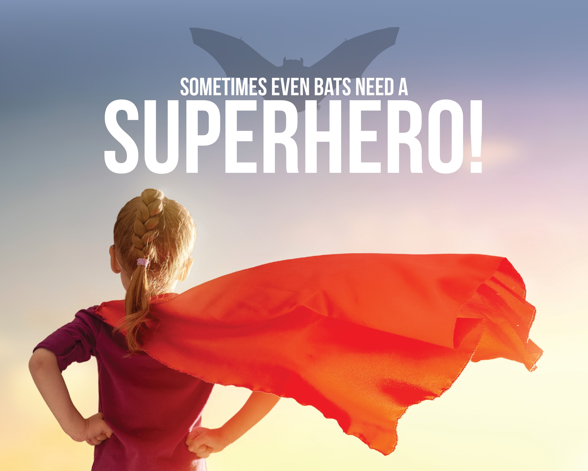 girl with cape looking at bat signal